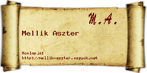 Mellik Aszter névjegykártya